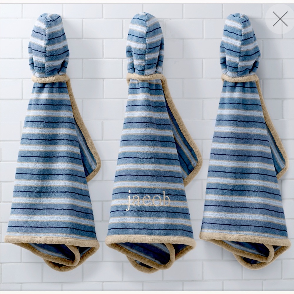 Restoration Hardware Baby & Child TAILORED STRIPE HOODED TOWEL - BABY - NWT